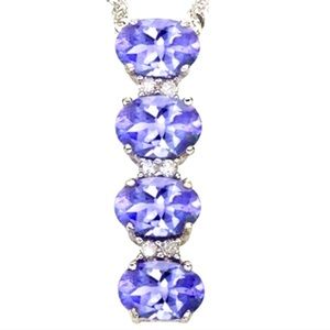 Genuine Tanzanite & Real Diamond Pendant Necklace